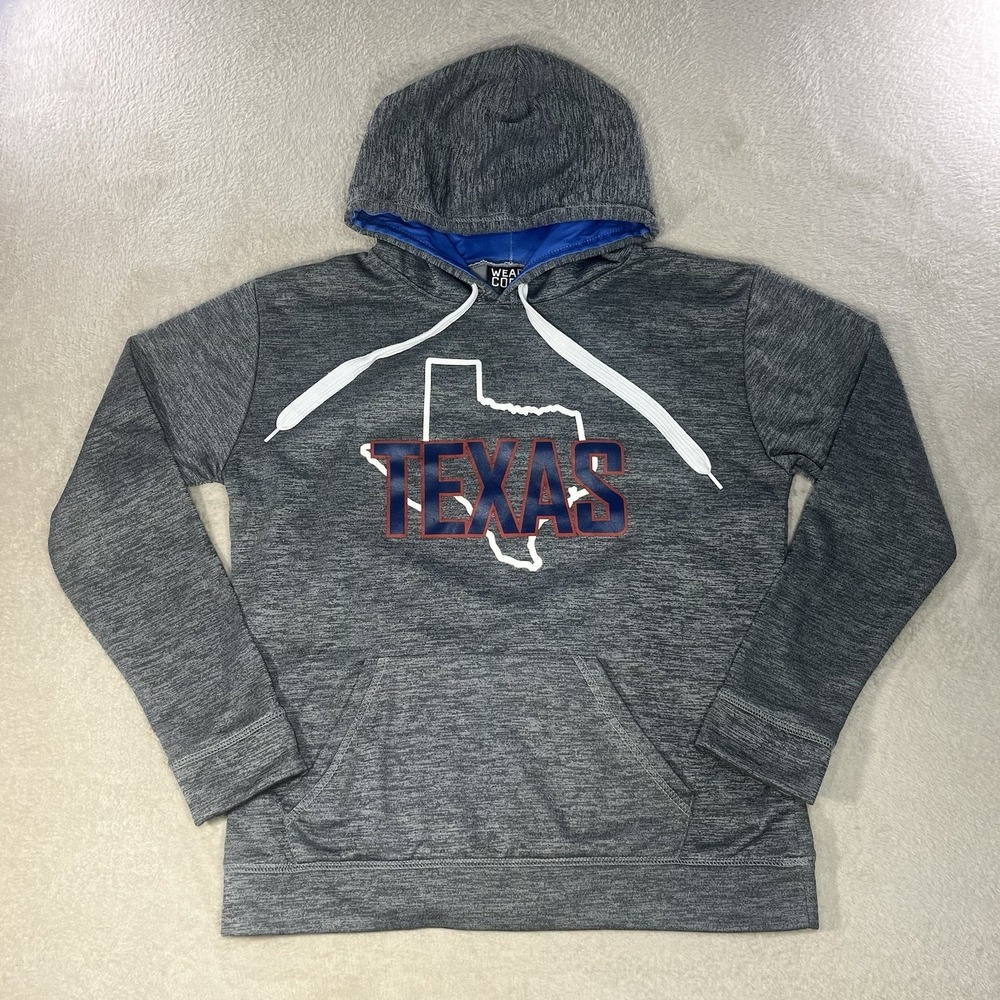 Wear Code Texas State Sweatshirt Gray & Blue Hoodie Size XL Fleece Lined